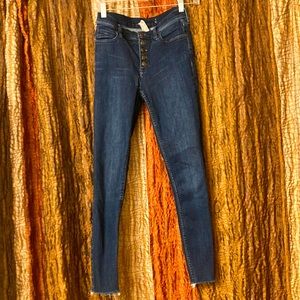 Free People high rise button up dark wash jeans